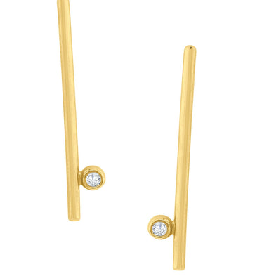 Dot & Line- 18K gold earrings with one diamond dot, and inspirational messages-0
