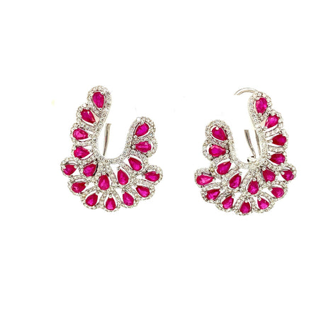 Ruby and Diamond Earring in 18K White Gold - KGT 32275-0
