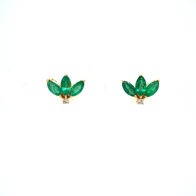 Emerald and Diamond Earring in 14K Yellow Gold - KGT 33584-0